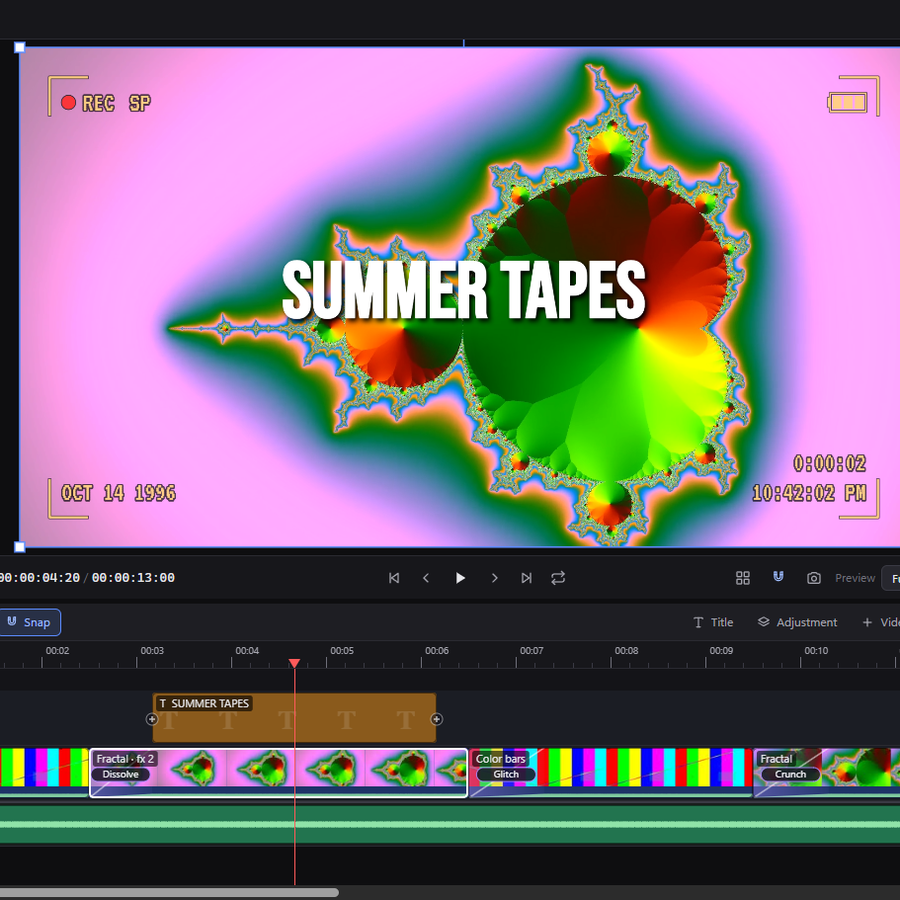 GPU video editor with a demo timeline, effect stack, and preview